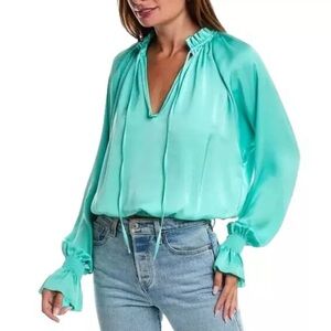RAMY BROOK Malac Long Sleeve V-Neck Blouse Top NWT $345